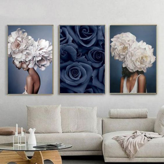 Blue and White Flower Art